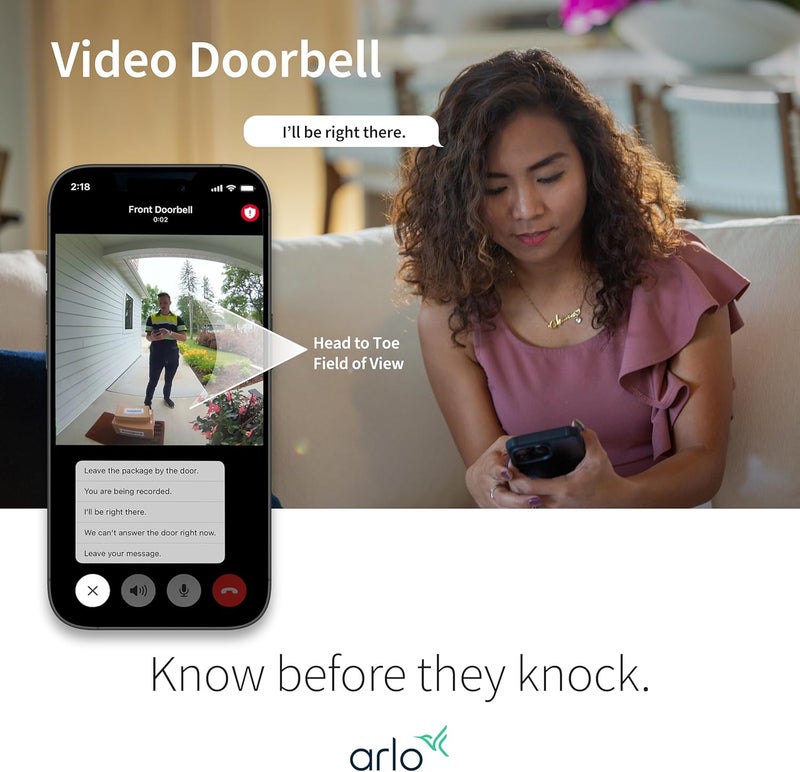 ARLO Video Doorbell 2K (2nd Gen, Latest Release), Wireless or Wired Option, 2-Way Audio, Night Vision, Head to Toe Video View, Package Detection, Person & Vehicle Recognition, 1-Month Secure Plan - Image 3
